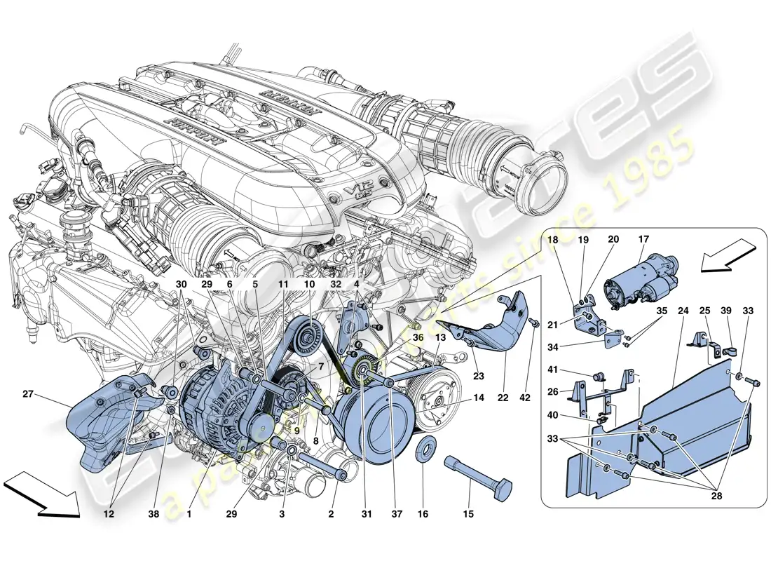 ferrari 812 superfast (rhd) alternator - starter motor parts diagram