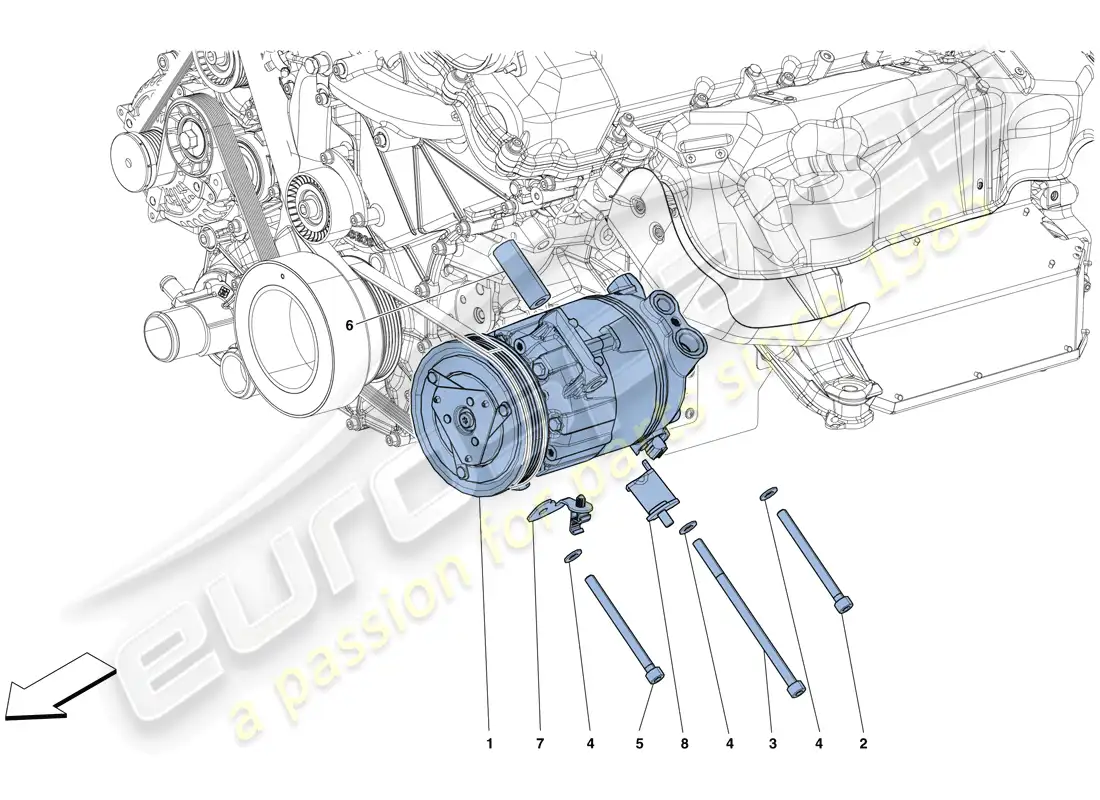 ferrari 812 superfast (rhd) ac system compressor parts diagram