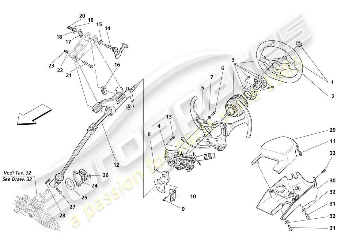 maserati trofeo steering column parts diagram