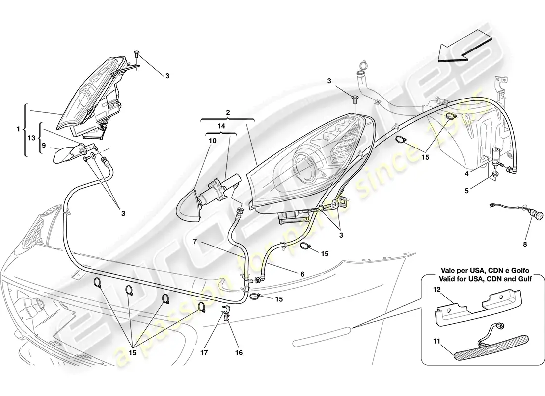 ferrari california (europe) headlights parts diagram