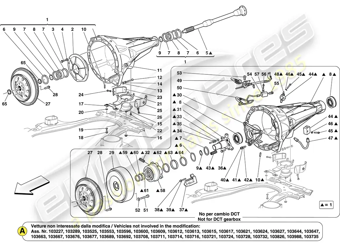 ferrari california (usa) transmission housing parts diagram