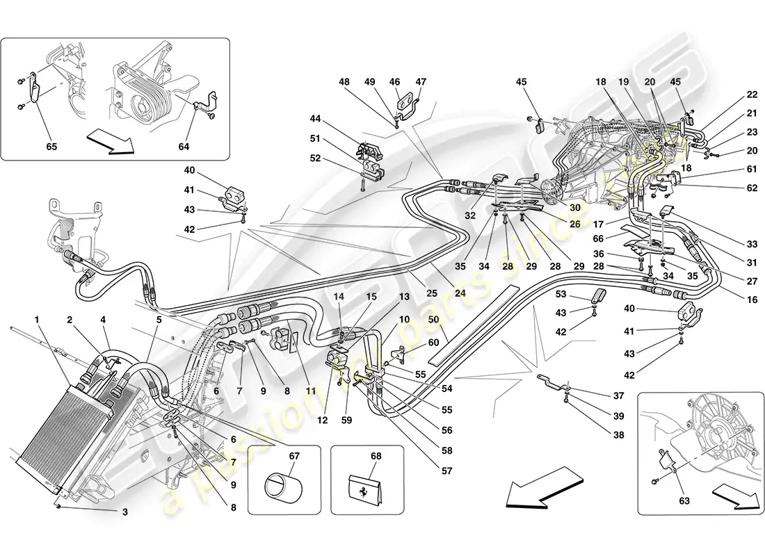 ferrari california (rhd) gearbox oil lubrication and cooling system parts diagram