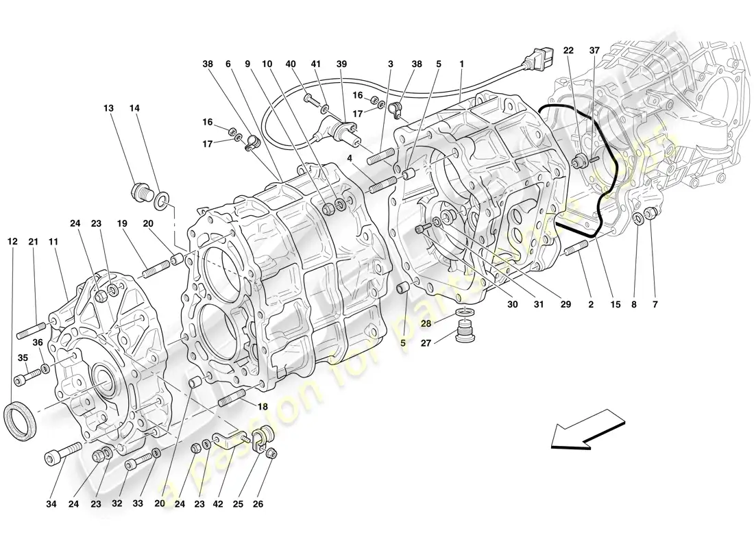 ferrari 599 gto (rhd) gearbox housing parts diagram