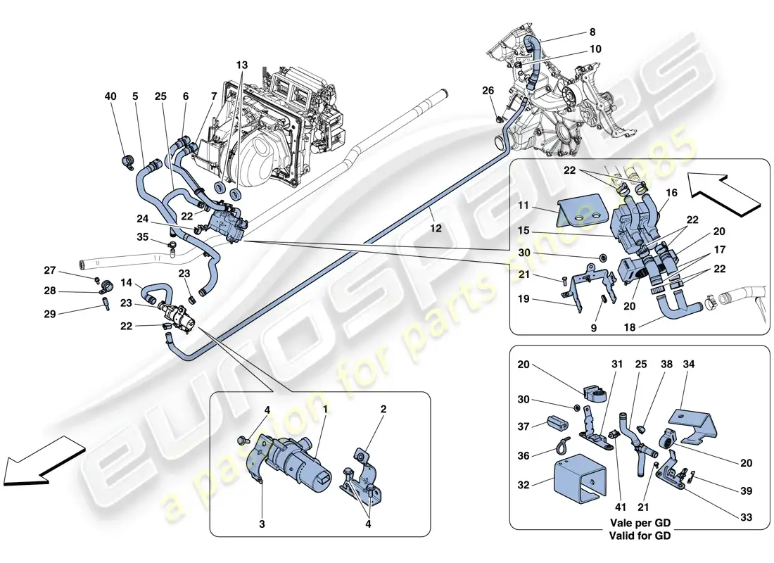 ferrari 458 speciale aperta (rhd) ac system - water parts diagram