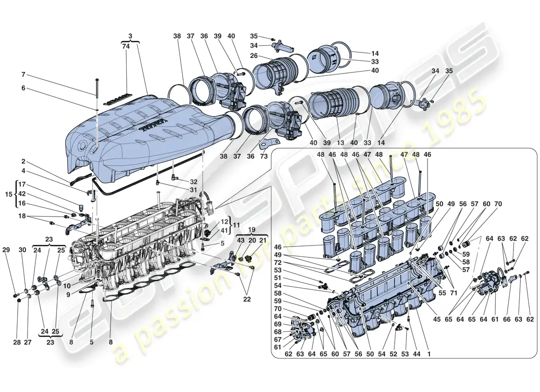 ferrari laferrari aperta (usa) intake manifold parts diagram