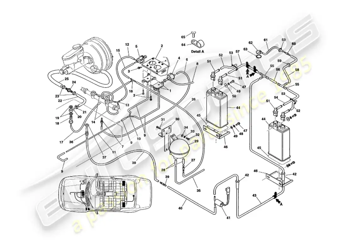 aston martin v8 volante (1997) vacuum system parts diagram