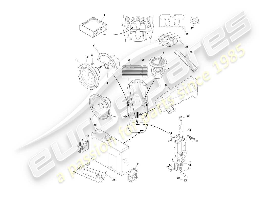 aston martin db7 vantage (2001) in car entertainment part diagram