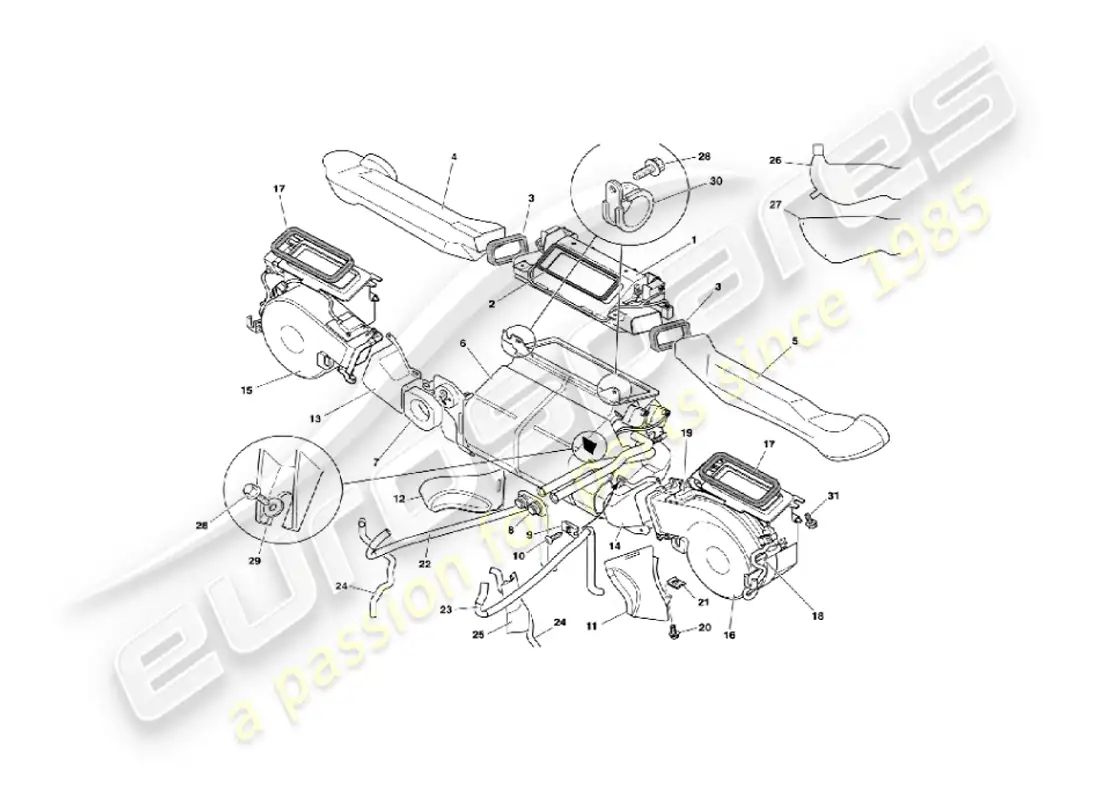 aston martin vanquish (2005) interior installation parts diagram