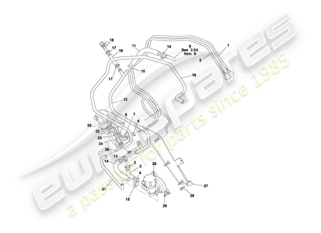 aston martin vanquish (2006) fuel pipes part diagram