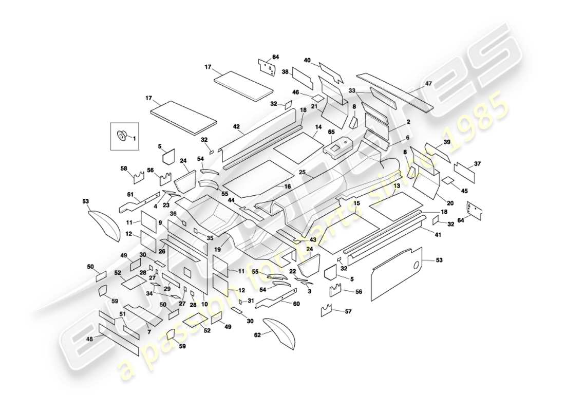 aston martin db7 vantage (2001) coupe sound deadening part diagram