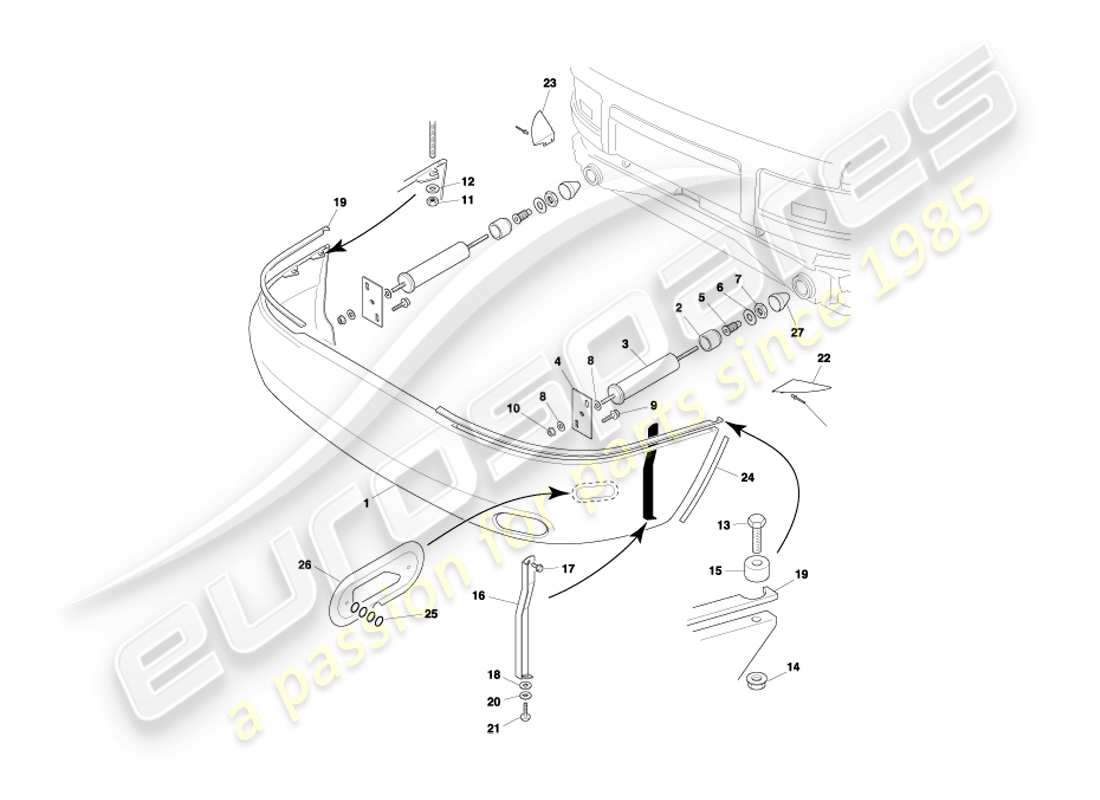 aston martin db7 vantage (2001) rear bumper, e.a part diagram