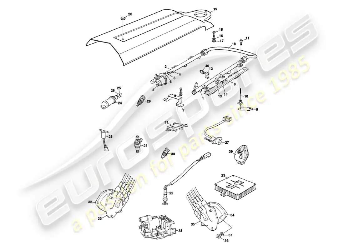 aston martin v8 volante (1998) electronic fuel injection parts diagram