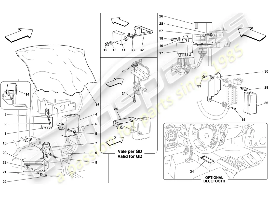 ferrari f430 coupe (europe) front passenger compartment ecus parts diagram