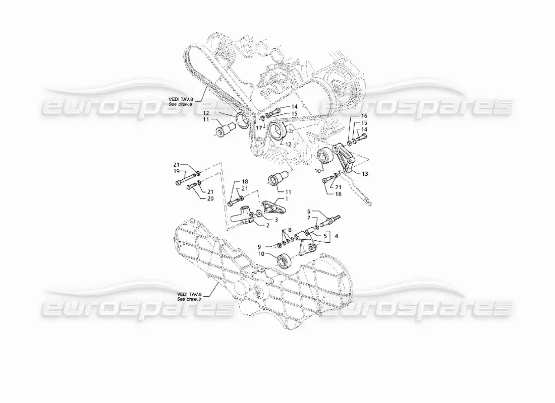 maserati qtp v8 (1998) timing control parts diagram