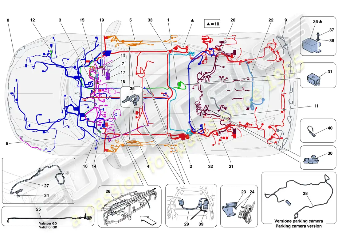 ferrari 458 italia (usa) main wiring harnesses parts diagram