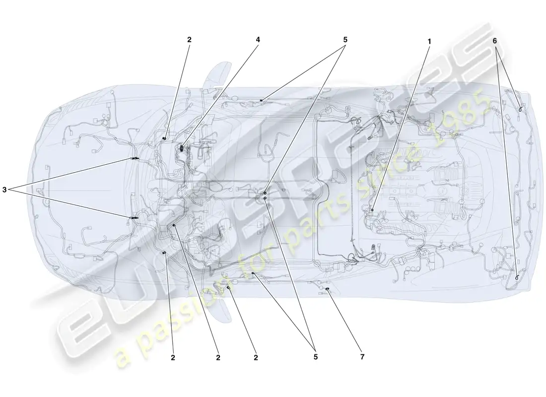 ferrari 458 italia (rhd) various fastenings for the electrical system parts diagram