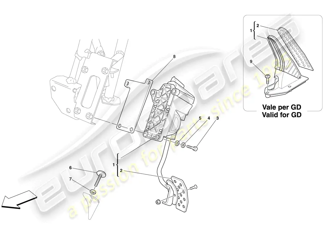 ferrari 612 sessanta (rhd) electronic accelerator pedal parts diagram