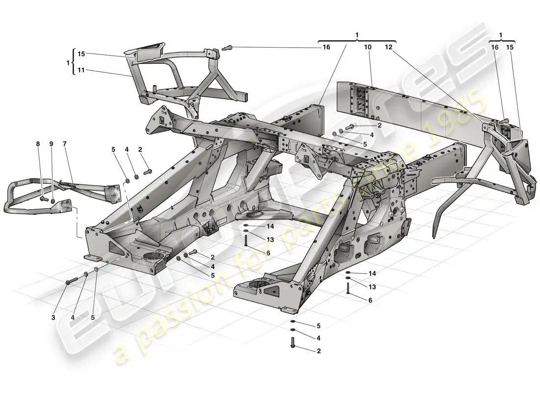 ferrari laferrari (europe) rear subchassis parts diagram