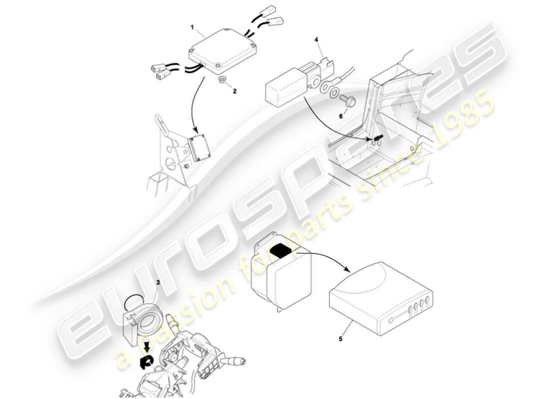 aston martin vanquish (2001) electronic control modules parts diagram