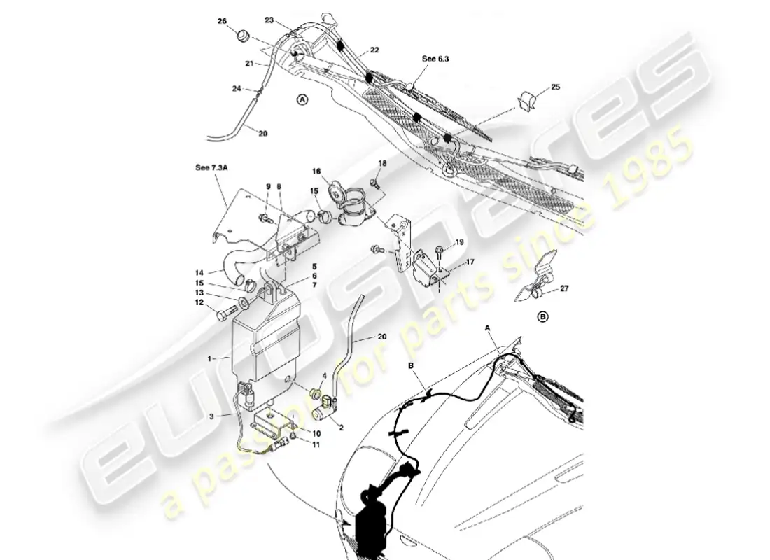 aston martin vanquish (2001) windscreen washers parts diagram