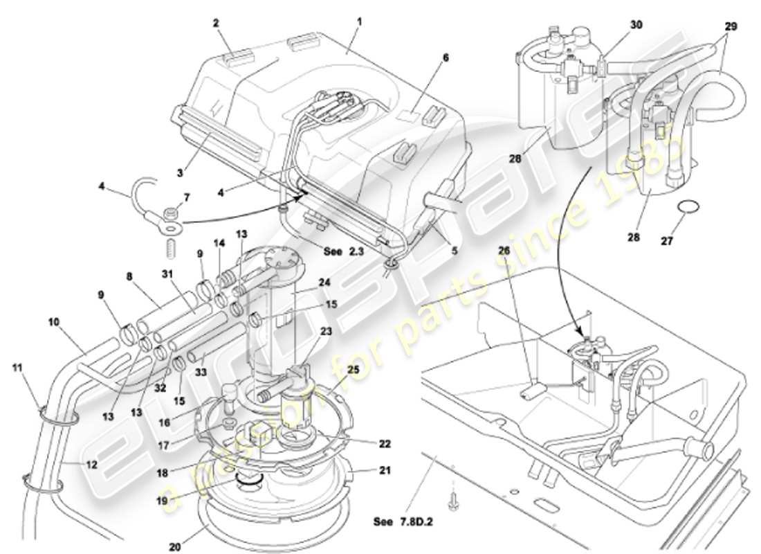 aston martin vanquish (2001) fuel tank parts diagram