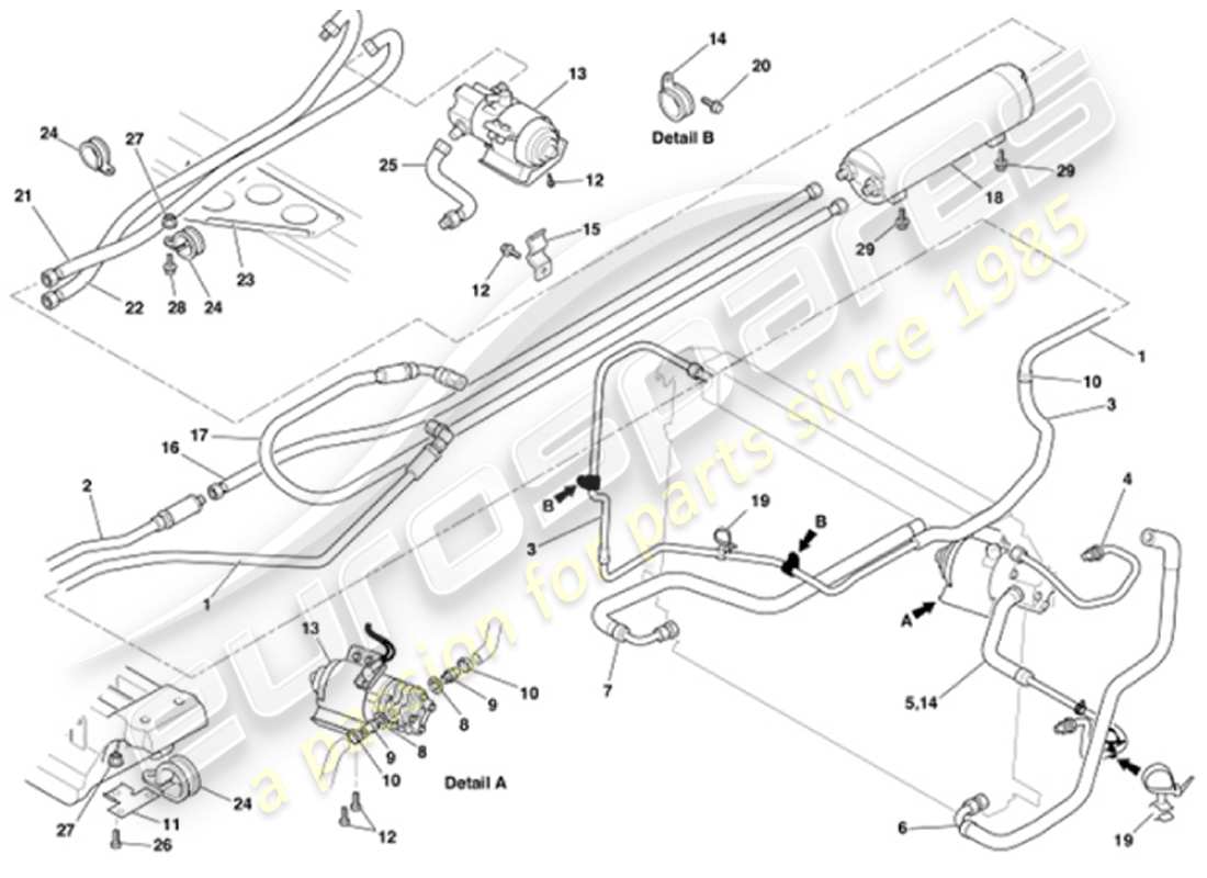 aston martin vanquish (2001) oil cooling axle parts diagram