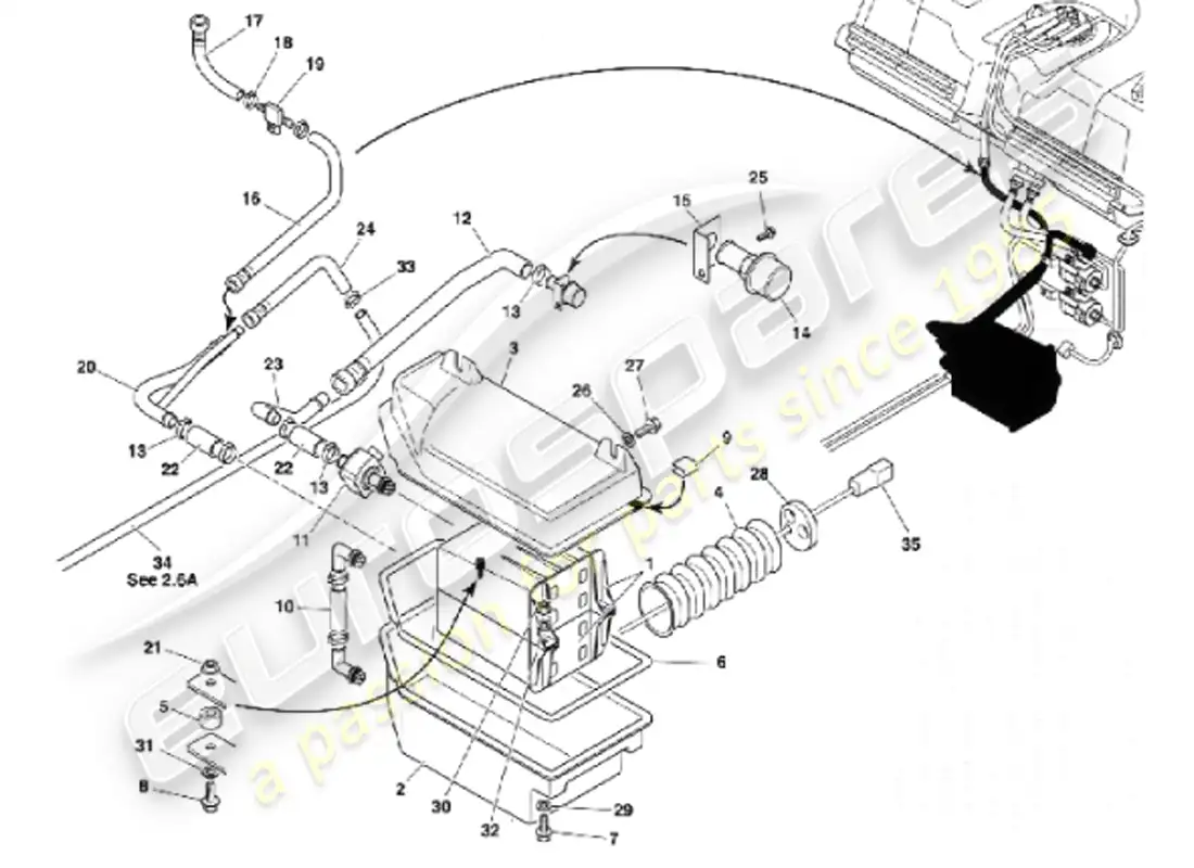 aston martin vanquish (2001) evaporative emission system parts diagram
