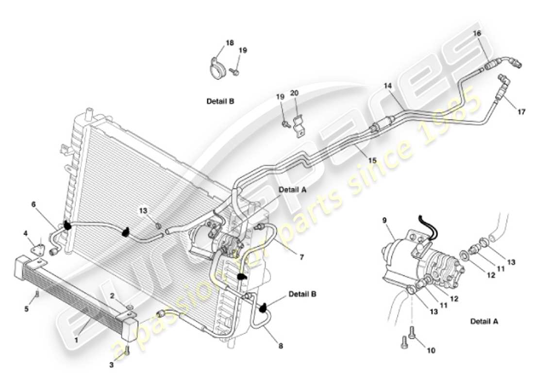 aston martin vanquish (2001) oil cooling transmission parts diagram