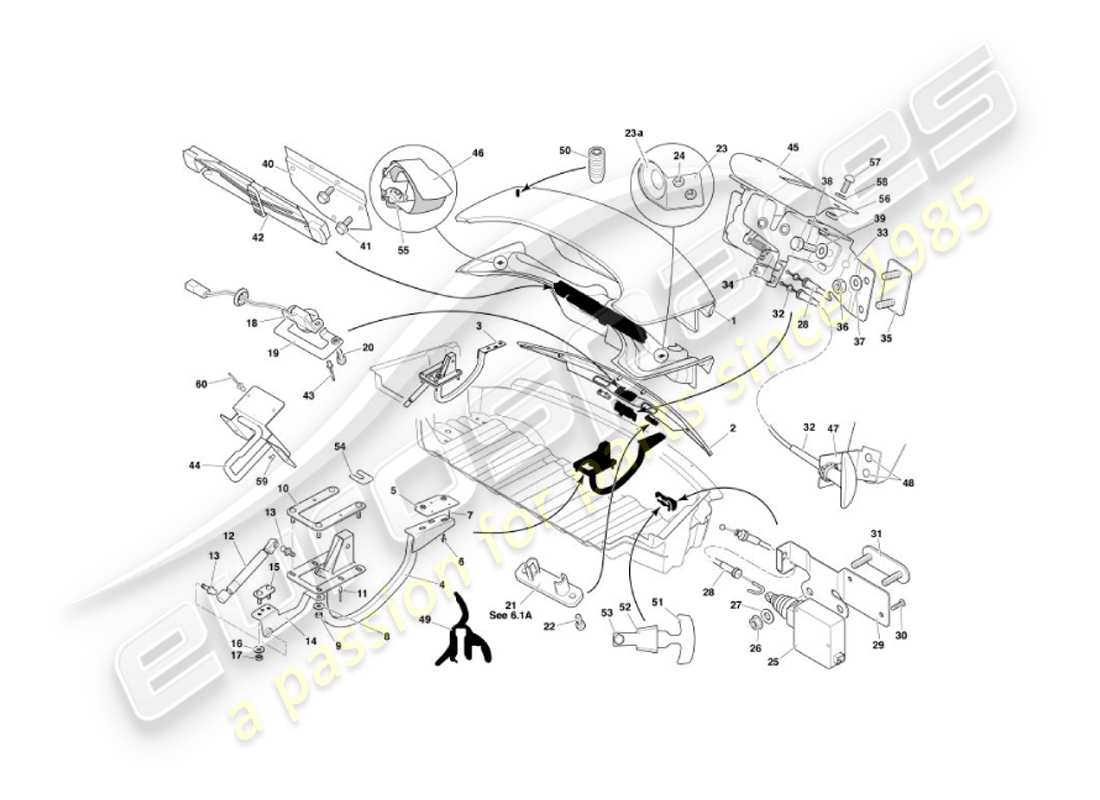aston martin vanquish (2003) trunk lid part diagram