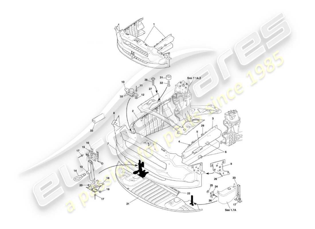 aston martin vanquish (2003) front impact structure part diagram