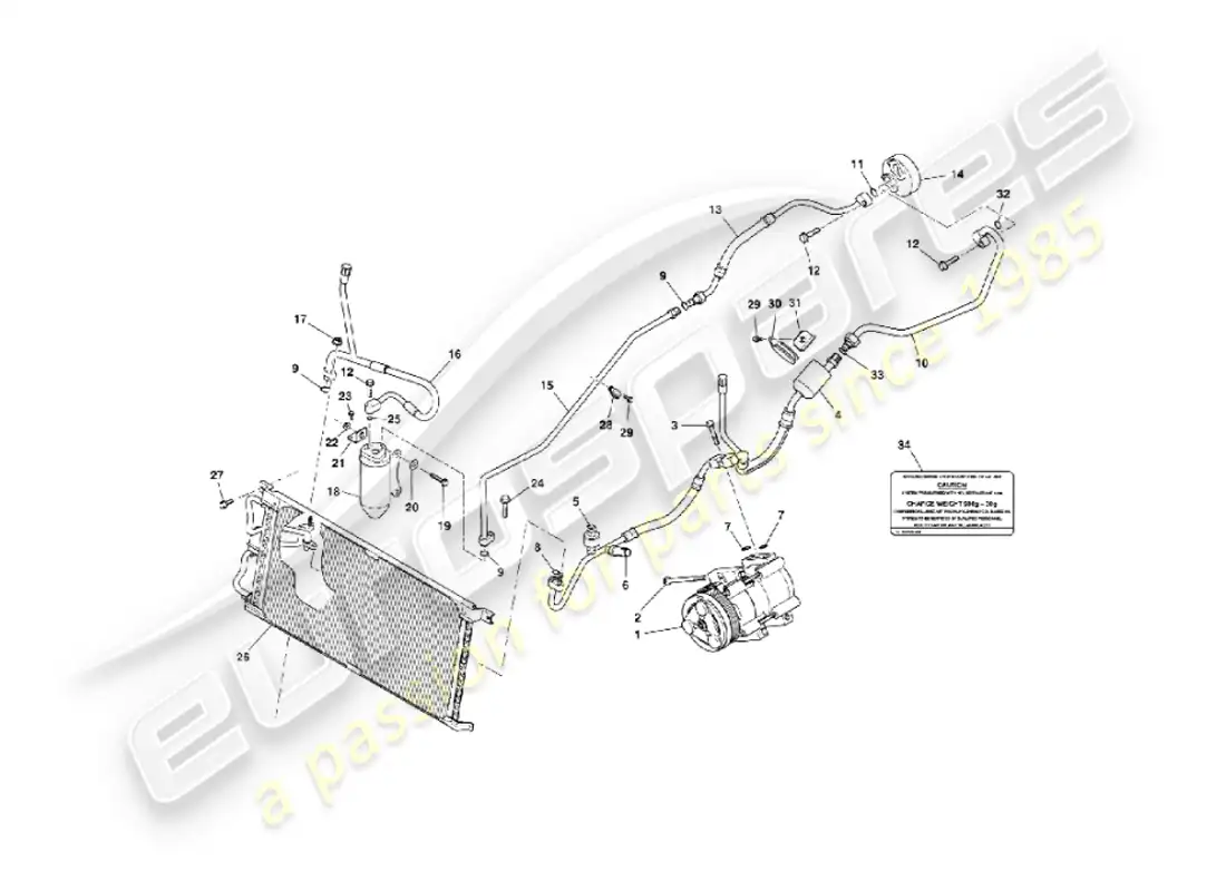 aston martin vanquish (2005) engine compartment installation parts diagram