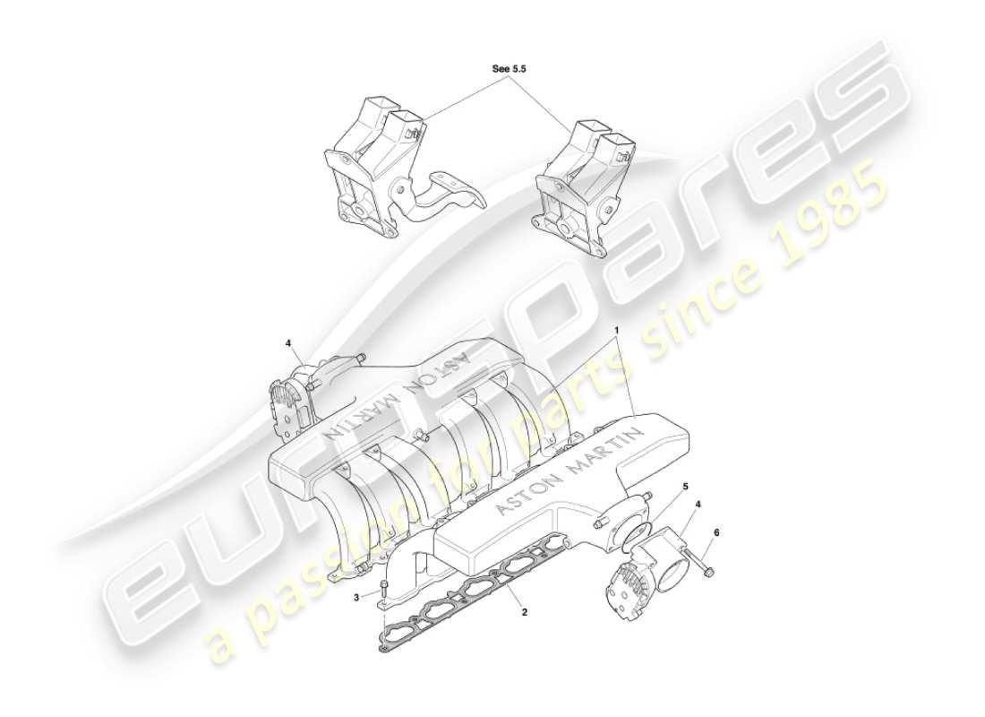 aston martin vanquish (2006) intake manifolds & throttles part diagram