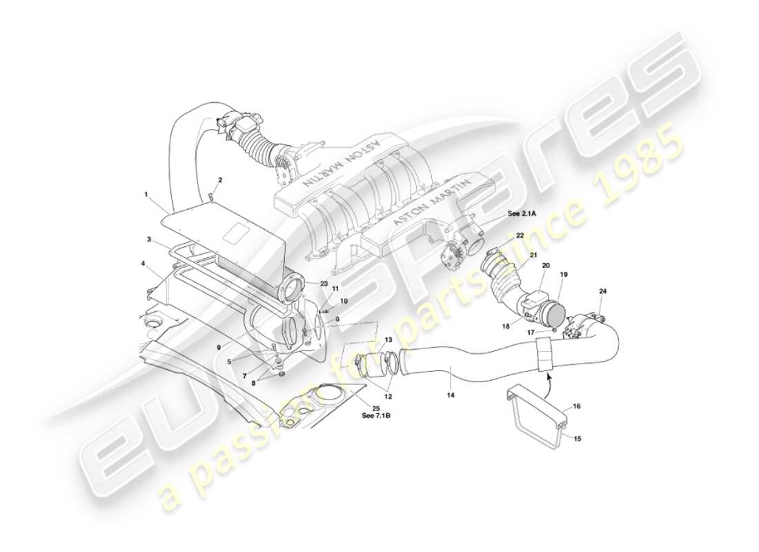 aston martin vanquish (2006) air filters & maf sensors part diagram