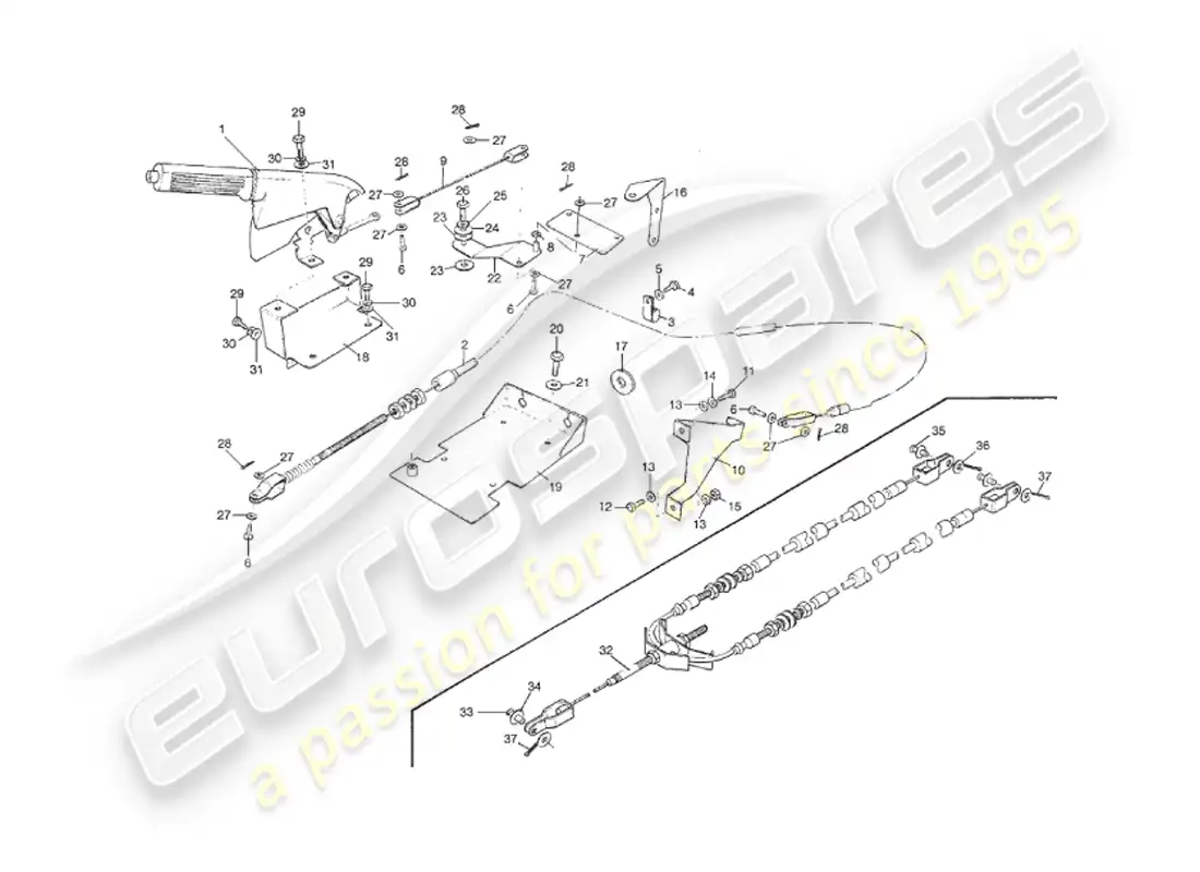 aston martin v8 virage (1999) handbrake parts diagram