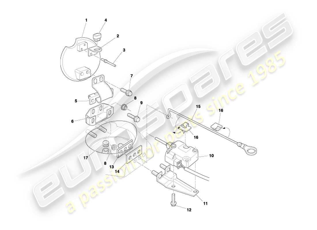 aston martin db7 vantage (2001) fuel flap mechanism part diagram