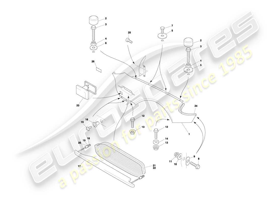 aston martin db7 vantage (2001) front wings part diagram