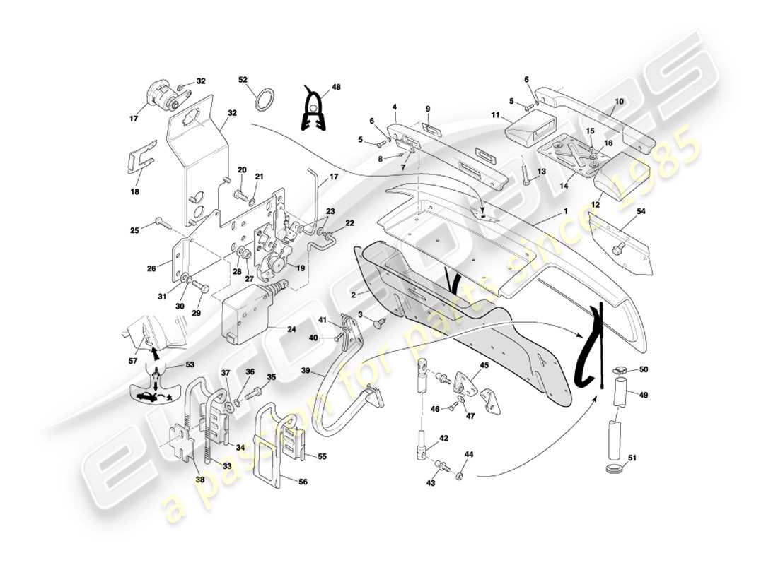 aston martin db7 vantage (2001) trunk lid part diagram