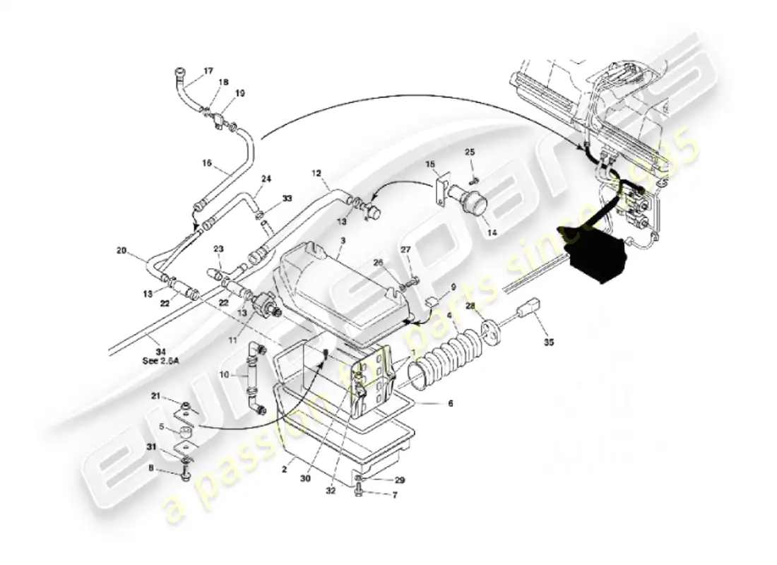 aston martin vanquish (2007) evaporative emission system parts diagram