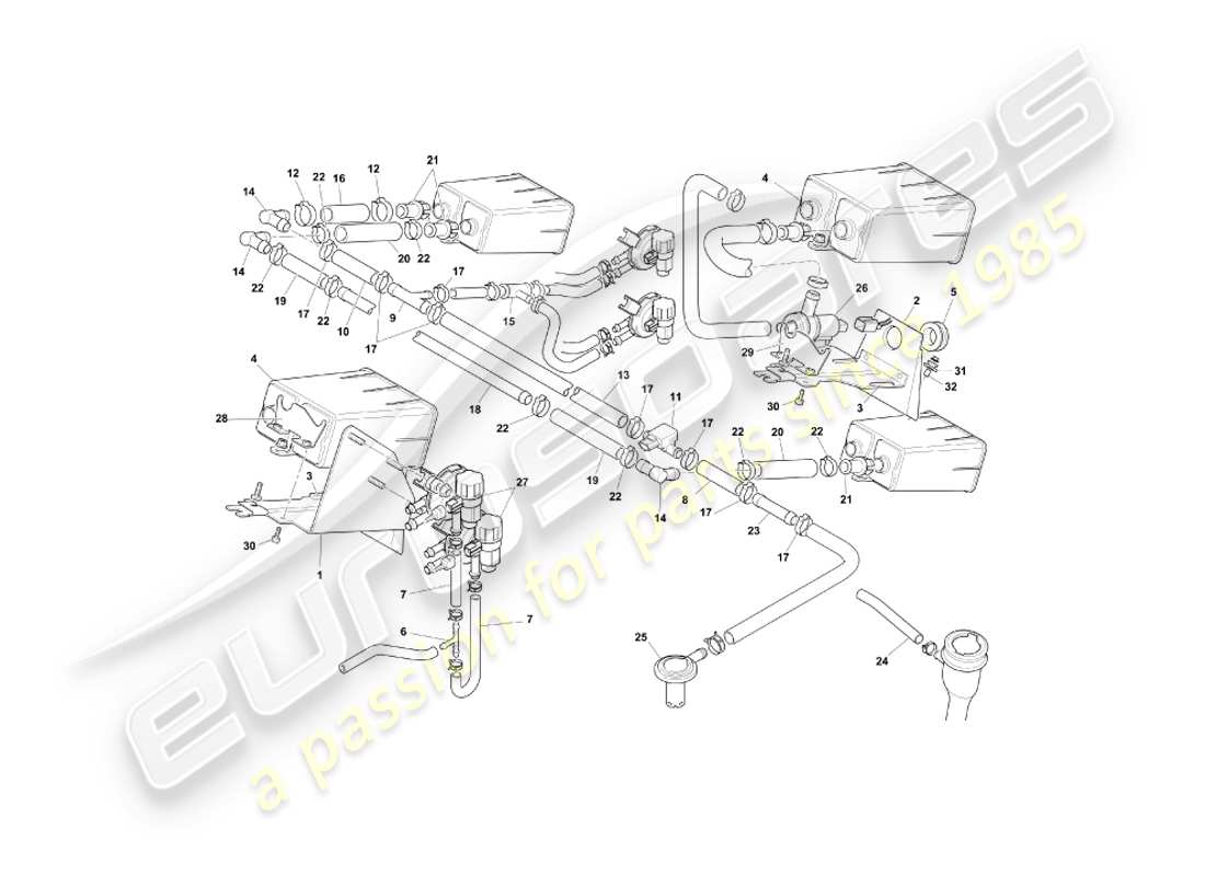 aston martin db7 vantage (2000) evaporative emission system, row part diagram