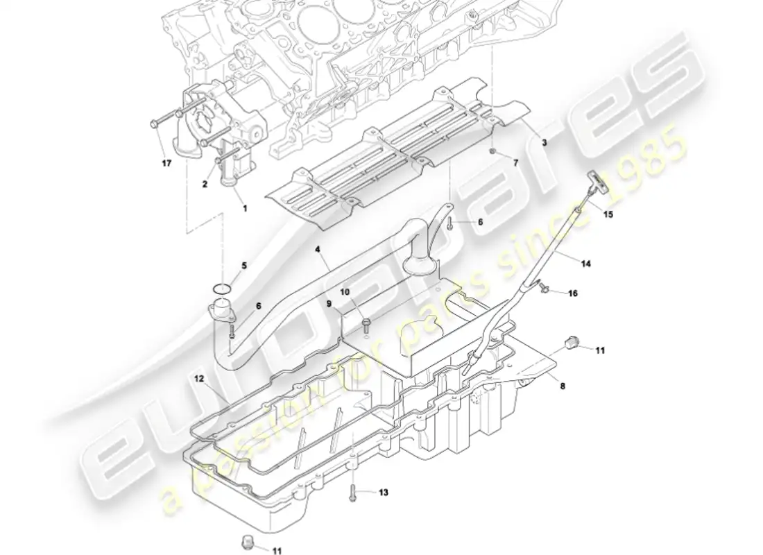 aston martin vanquish (2002) oil pump & sump parts diagram