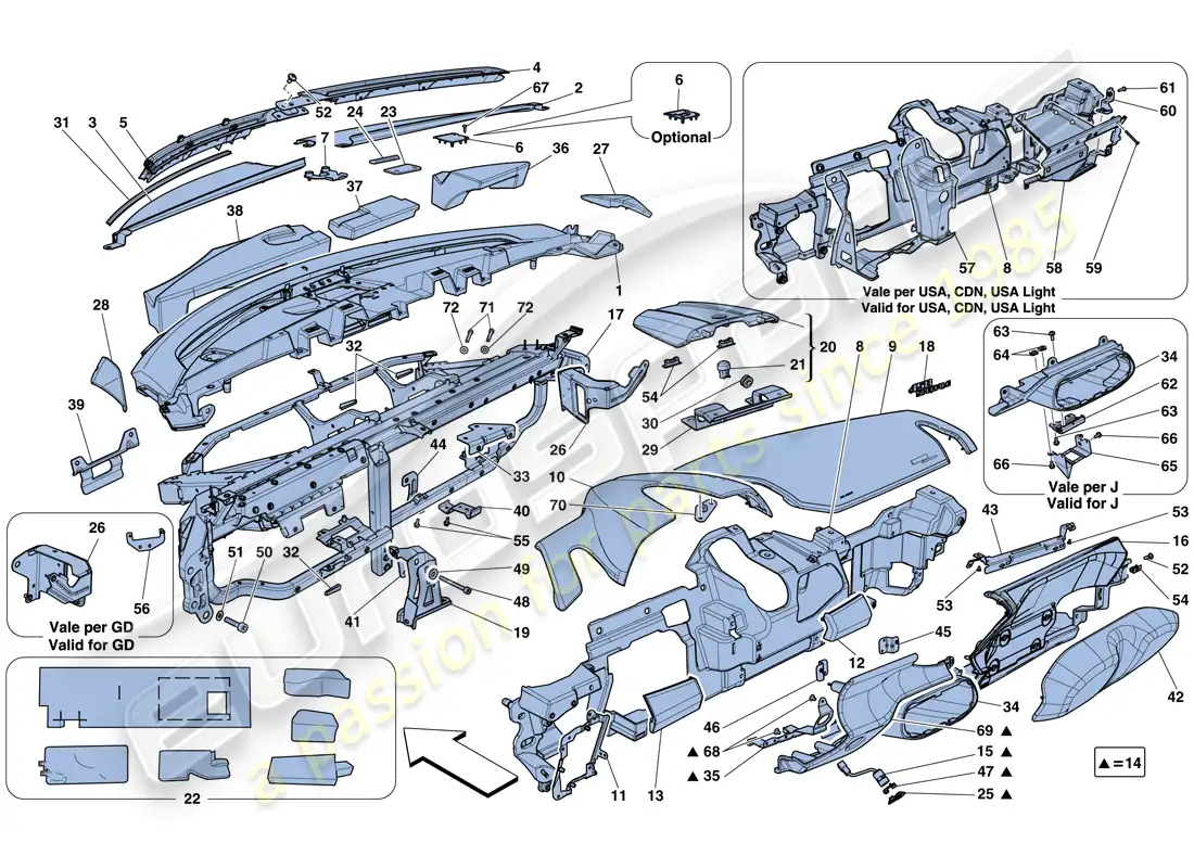 ferrari 458 speciale (europe) dashboard parts diagram