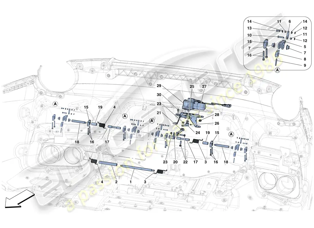 ferrari f12 tdf (usa) rear active aero parts diagram