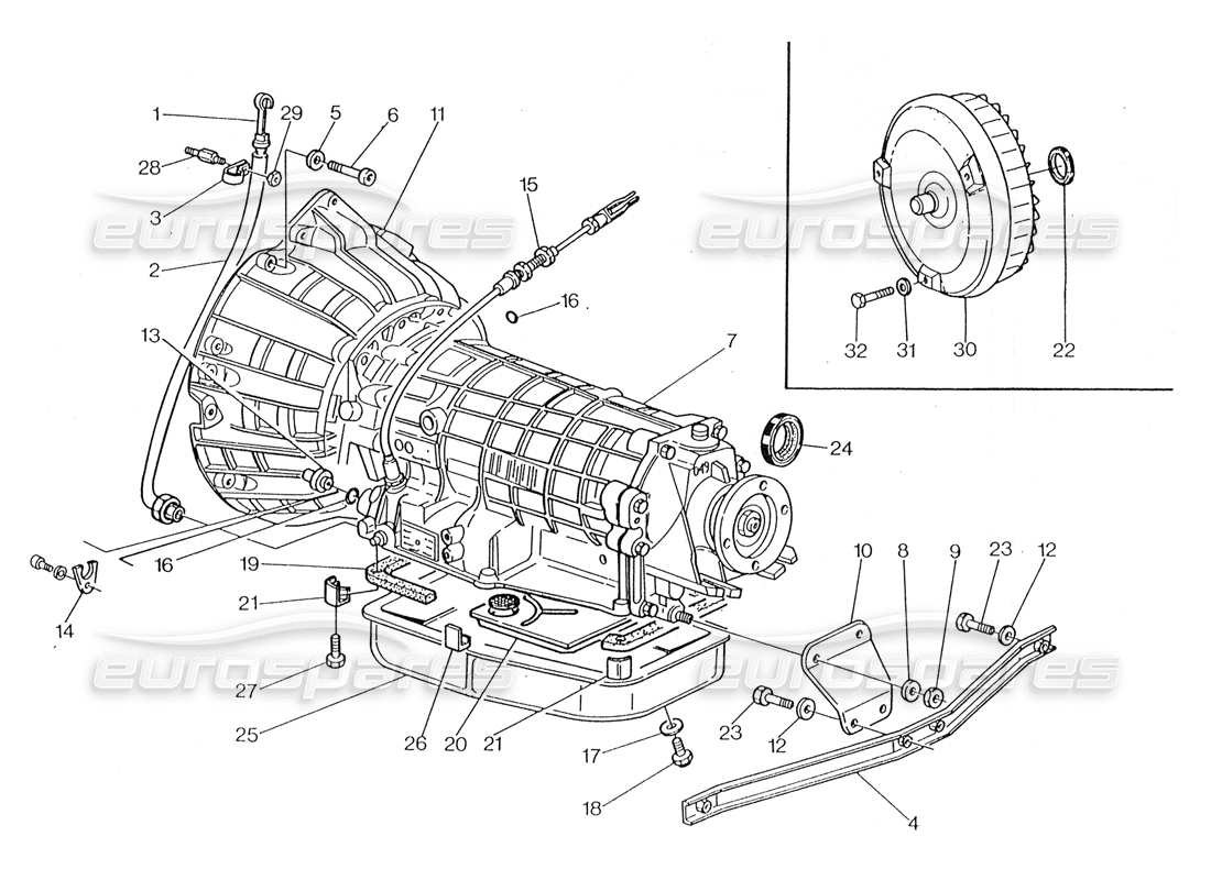 maserati 228 automatic transmission - converter (4 hp) part diagram