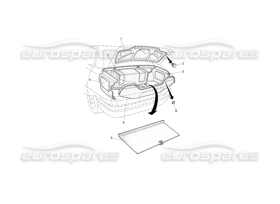 maserati qtp v8 evoluzione boot: carpets parts diagram