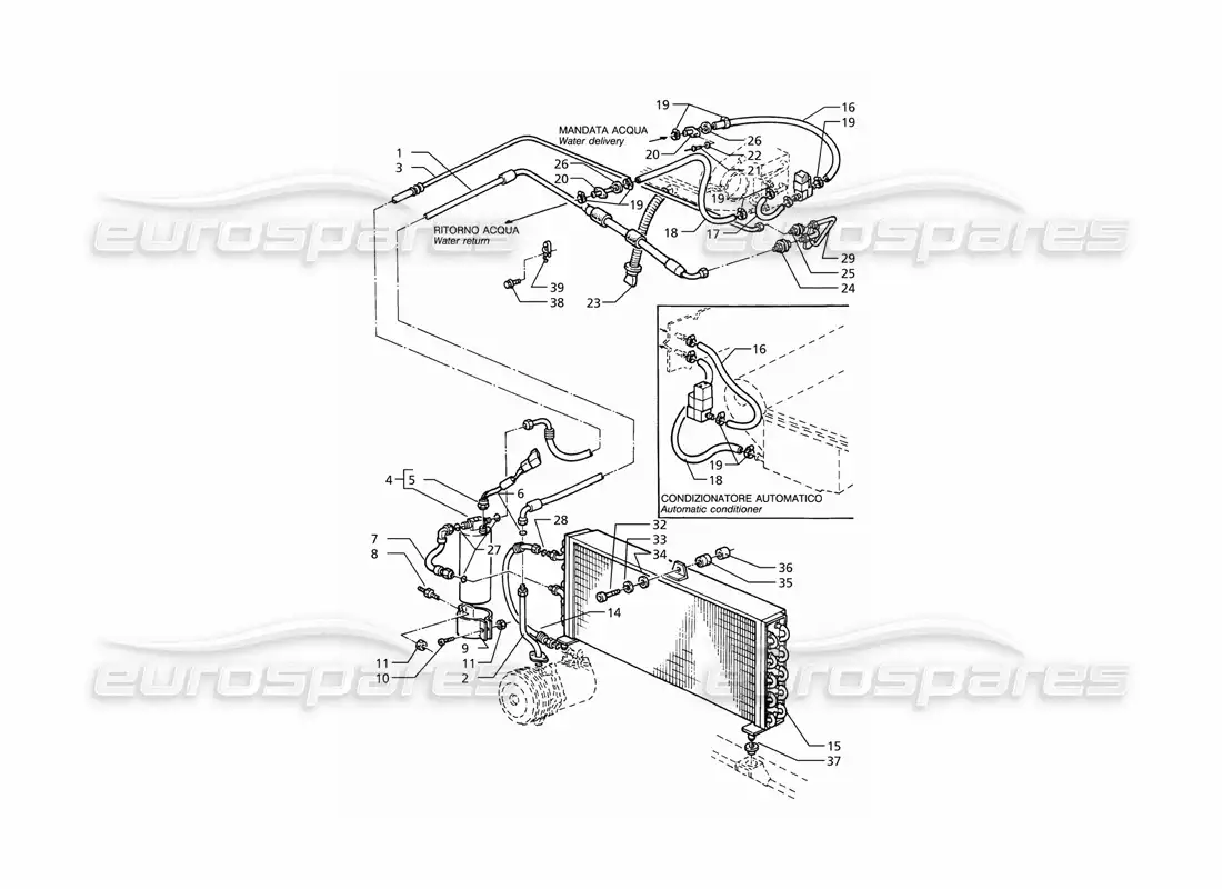 maserati ghibli 2.8 (abs) air conditioning system (rh drive) with r134a gas parts diagram