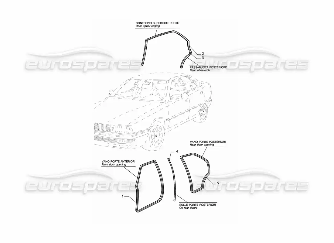 maserati qtp v8 (1998) external seals parts diagram