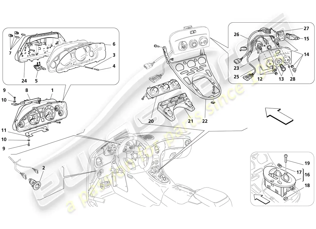 maserati trofeo instruments parts diagram