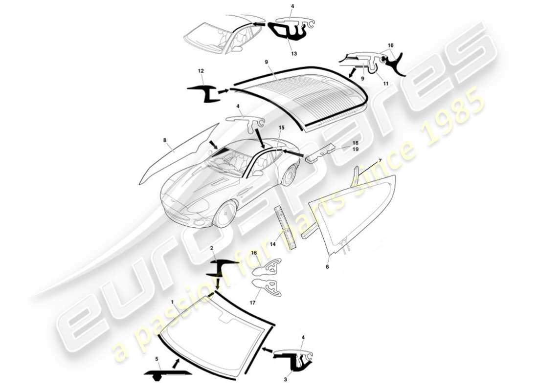 a part diagram from the aston martin vanquish (2001) parts catalogue