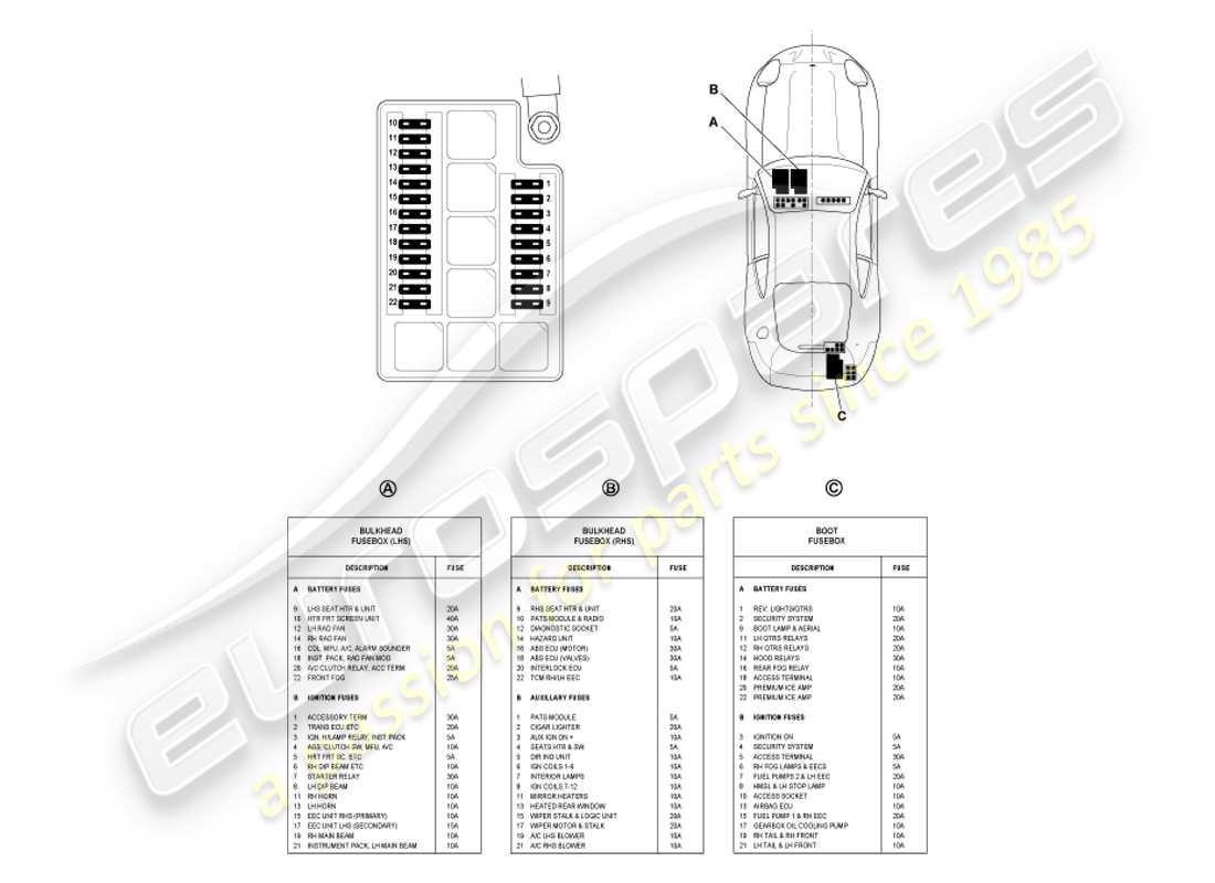 a part diagram from the aston martin db7 parts catalogue