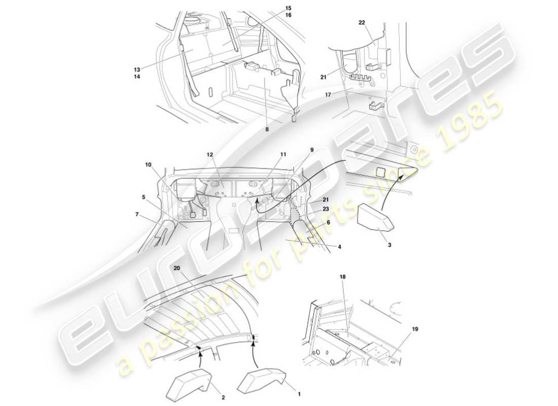 a part diagram from the aston martin vanquish parts catalogue
